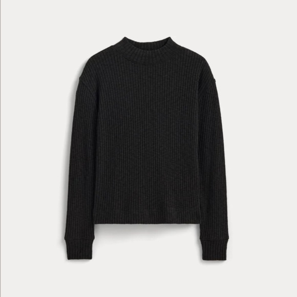 Everlane  Cozy Ribbed  Funnel Neck Sweater Black Size M  Organic Cotton Blend - Picture 3 of 14